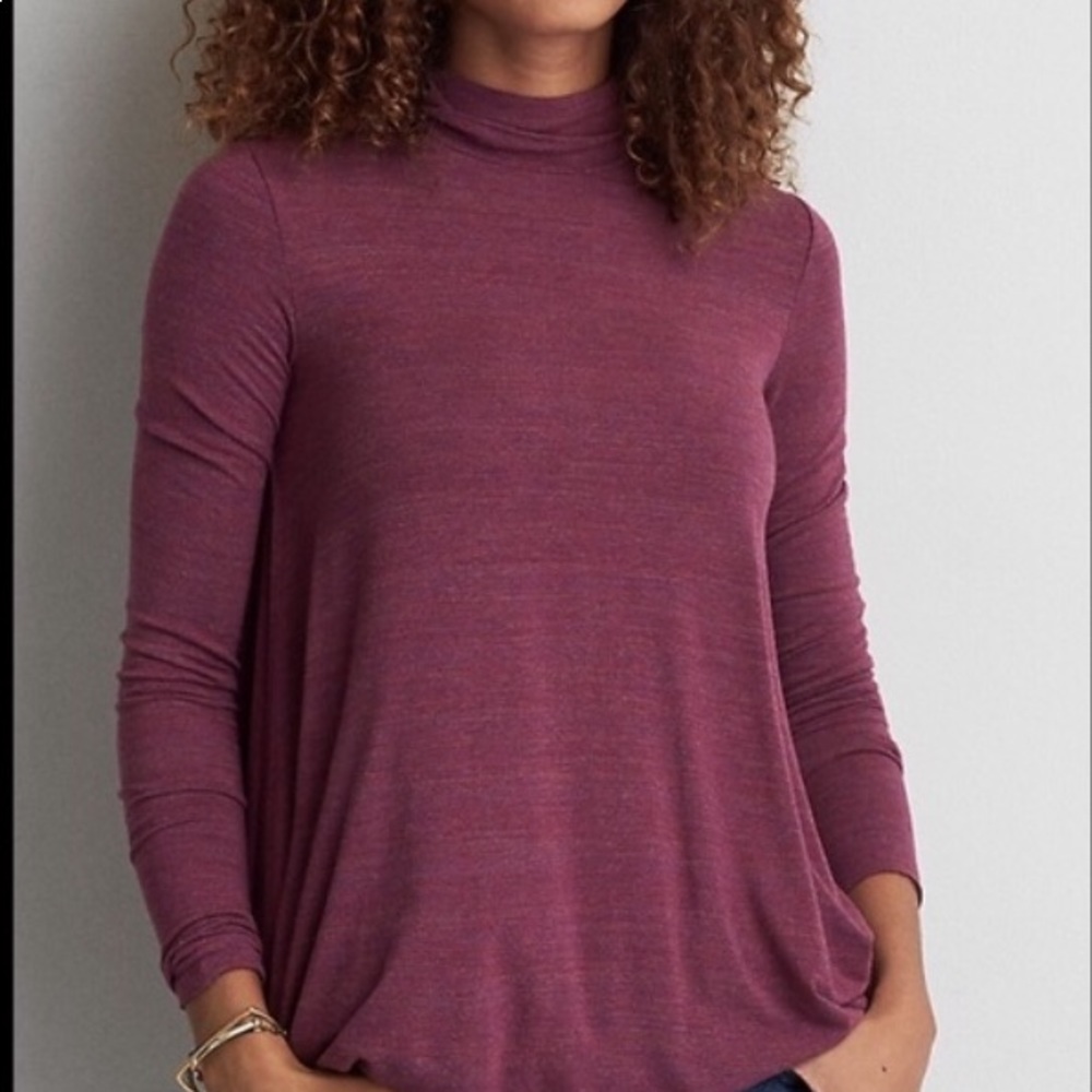 American Eagle Purple Mock Neck Sweater